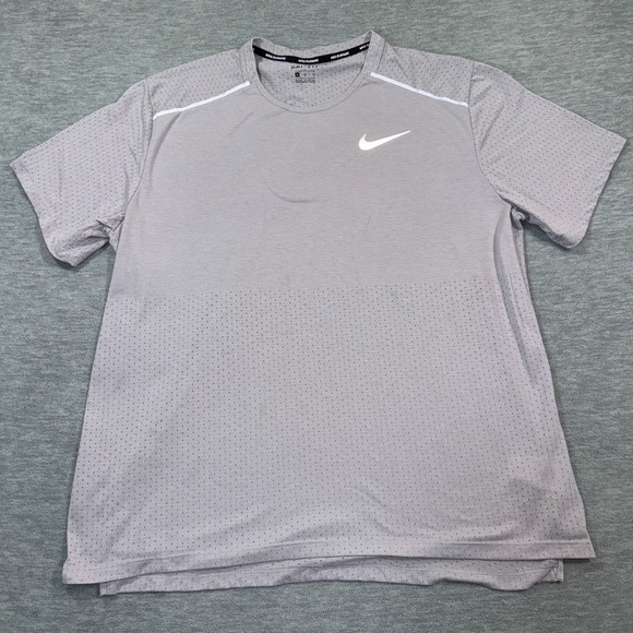 Nike T Shirt Men XL Gray Dri Fit Running Activewear Reflective Athletic Training - Picture 1 of 8